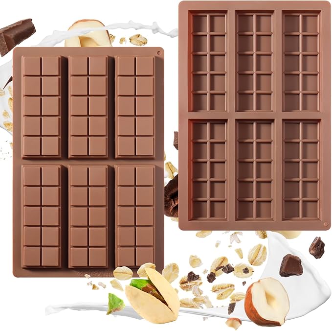 Chocolate Mold, Food-Grade Chocolate Silicone Molds, DIY Chocolate Bar Mold, Chocolate Chip Mold for Stuffed Bar, Premium Candy Bar Mold, Easy to Clean and Reusable