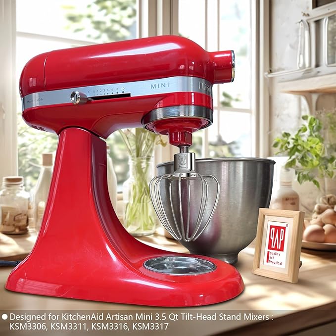 Heavy Duty Whisk Attachment for KitchenAid Artisan Mini 3.5 Quart Tilt-Head Stand Mixers- Extra Thick Stainless Steel Wire Whip for Fast Whipping, Perfect for Large Batches, Dishwasher Safe