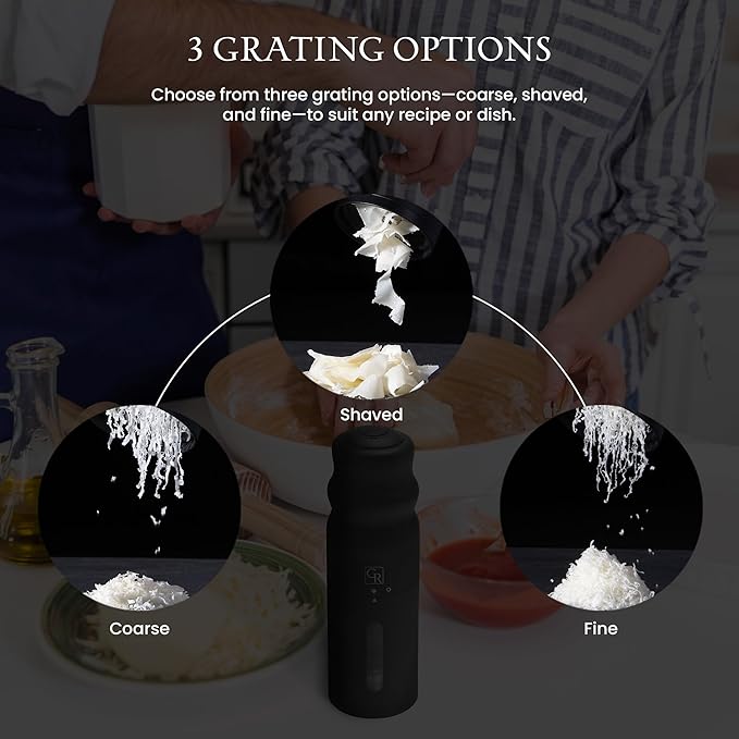 Grater Rain Cheese Grater Lower Housing, Heavy Duty Electrical Cheese Grater for Kitchen with 3 Interchangeable Blades, Dishwasher & Refrigerator Friendly Easy to Use Cheese Shredder