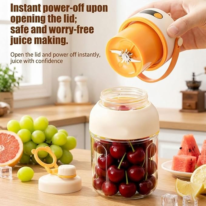 Portable Electric Juicer Cup with Zero Cord Hassle, Leakproof USB-C Rechargeable with Dual Lid Design, Personal Portable Juicer Blender for Gym, Office, Travel and Outdoors (800ml/27.05 oz)