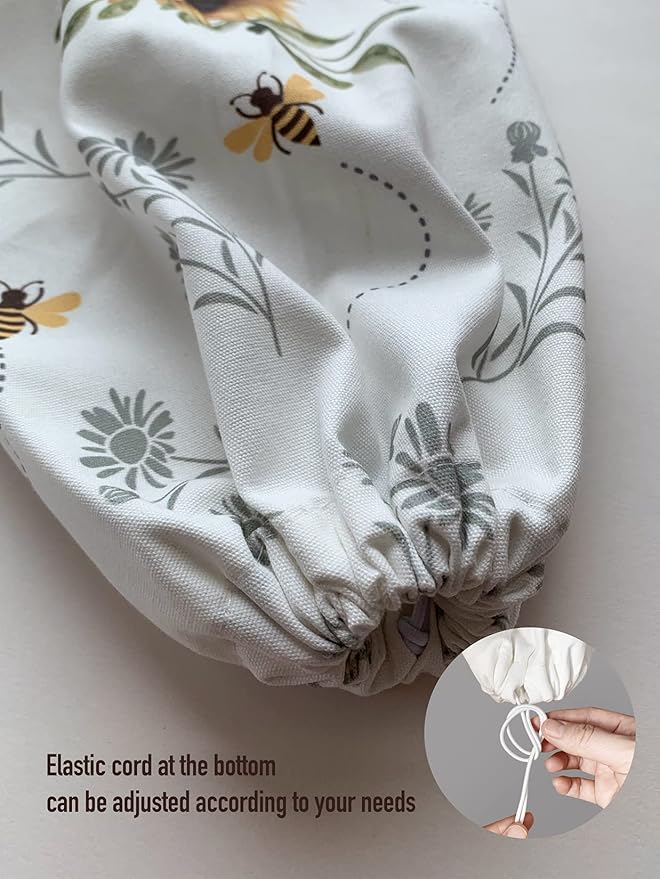 Hglian Kitchen Grocery Bag Holder,Bee Happy Plastic Bags Organizer Shopping Trash Bags Storage,Cute Bee Sunflower Farmhouse Home Décor