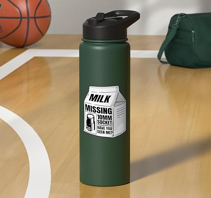 Missing 10mm Socket Milk Carton Funny Car Mechanic Stainless Steel Insulated Water Bottle