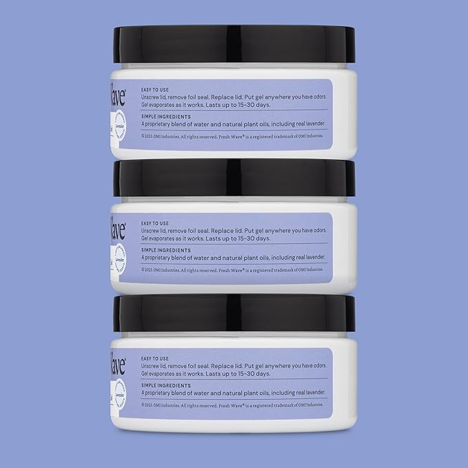 Fresh Wave Lavender Odor Removing Gel, 7 oz., Pack of 6 - Safer Odor Absorbers for Home, Natural Plant-Based Odor Eliminator, Every 7 oz. lasts 15-30 Days, For Cooking, Trash & Pets