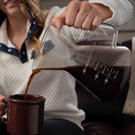London Sip Glass Pour Over Coffee Carafe Coffee Maker with Reusable Stainless Steel Filter, Ergonomic Handle, and Easy-Pour Spout, 4-Cup (600 mL)