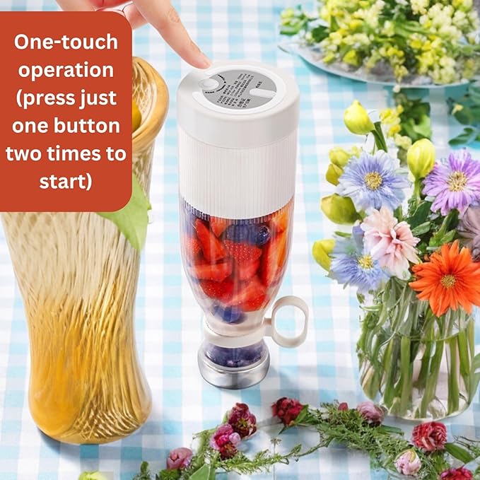 Portable Blender 2 Pack - 350 ML (12oz) Personal Size Blender for Gift - USB Rechargeable Stainless Steel 4 Blades Travel Blender for Shakes Smoothies