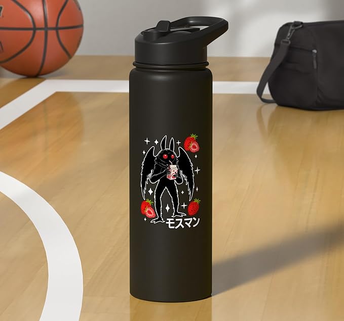 Mothman Kawaii Strawberry Milk Shake Carton Stainless Steel Insulated Water Bottle