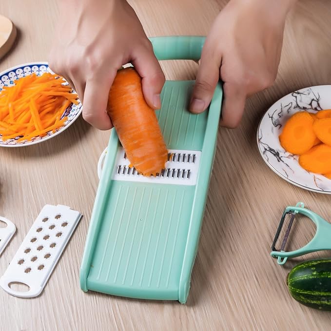 Mandoline Slicer for Kitchen 7-in-1 Mandoline Food Slicer,Potato/Cheese/Vegetable/Carrot/Cucumber Grater,Cutter, Grinder,Waffle Fry Cutter,Julienne Peeler