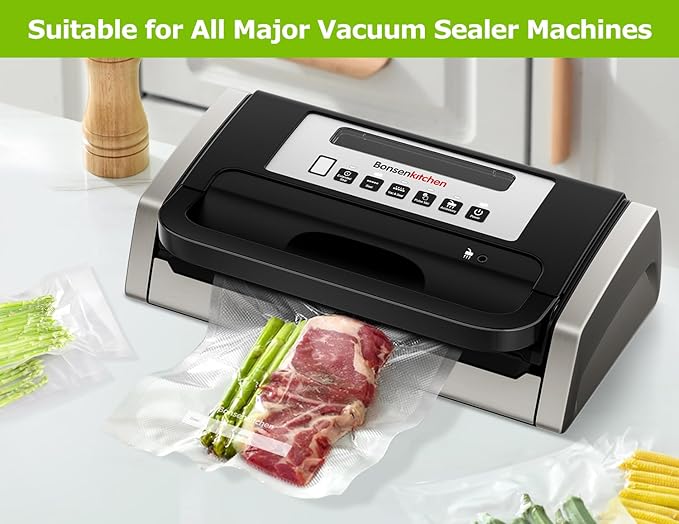 Bonsenkitchen Vacuum Sealer Bags, 20 Gallon 11" x 16"+ 80 Quart 8" x 12"+ 50 Pint 6" x 10", Commercial Grade, BPA Free, Food Sealer Bags for Vac Storage, Meal Prep or Sous Vide Cooking, VB15