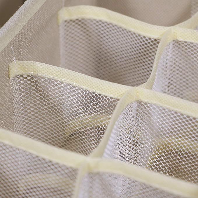 TENABORT 21 Pack Foldable Drawer Organizer Dividers Cloth Storage Box Closet Dresser Organizer Cube Fabric Containers Basket Bins for Underwear Bras Socks Panties Lingeries Nursery Baby Clothes Beige