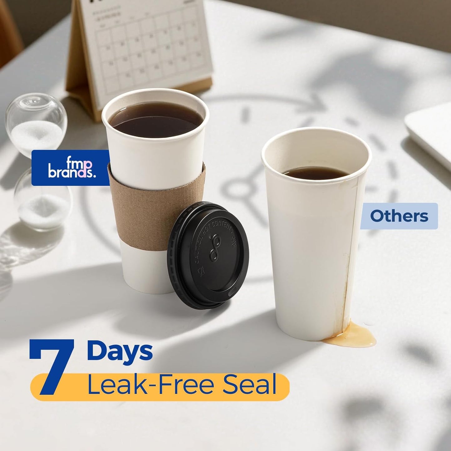 Fit Meal Prep 24 oz 100 Pack To Go Coffee Cups with Lids and Sleeves, Disposable Paper Coffee Cups with Lids for Hot/Cold Beverage