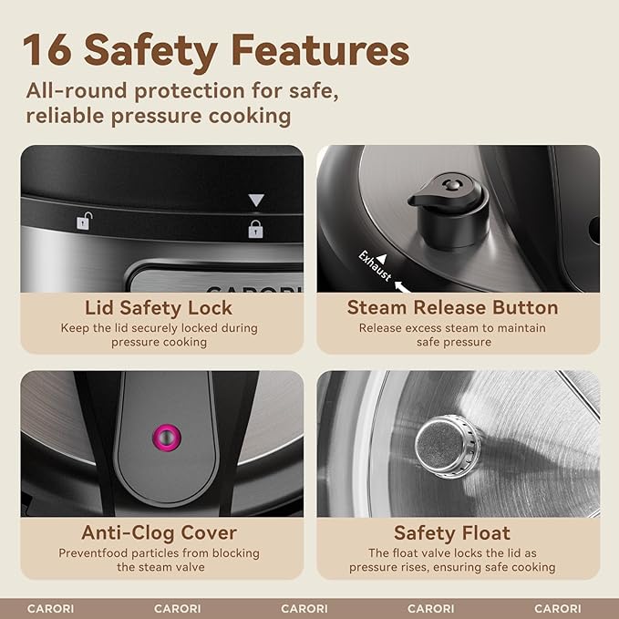 12-in-1 Electric Pressure Cooker 8 Quart, 1200W olla de presion Multi-Cooker with Non-Stick Ceramic Pot, Slow Rice Cooker, Saute, Steamer, Yogurt & Food Warmer, Delay Timer, Silver