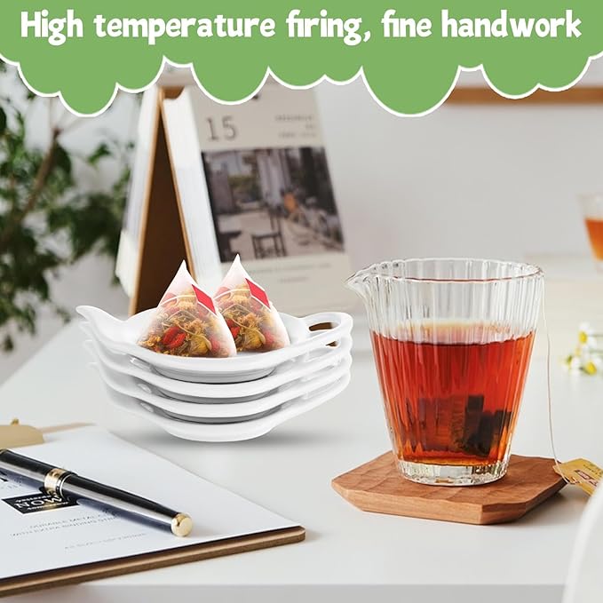 STARVAST Set of 18 Tea Bag Holder for Used Tea Bag, Ceramic Tea Bag Coaster Keep Your Tea Time Tidy and Organized, White