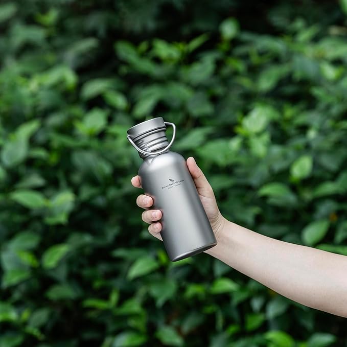 Boundless Voyage Titanium Water Bottle with Lid Wide Mouth Leak-Proof Reusable Sport Drinking Bottle for Camping Hiking Picnic Climbing Running Tea Coffee (420ml)
