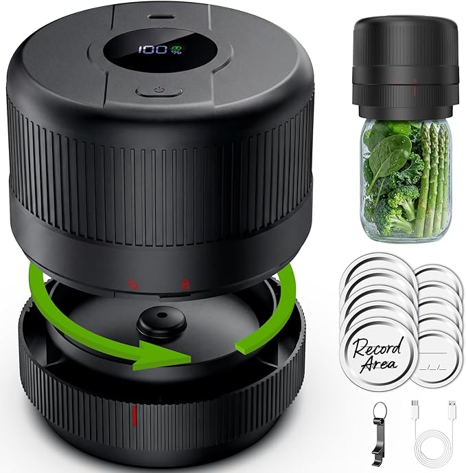 Mason Jar Vacuum Sealer Kit, Electric Sealer for Wide, Regular Mouth Mason Jars, Portable Vacuum Sealer for Jars, Birthday Gift for Her, Gifts for Mom, Grandma