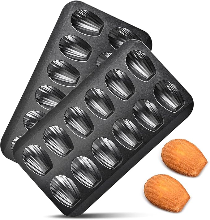 2pc Nonstick Madeleine Pan for Baking, 12-Cavity Shell Shape Cake and Cookie Mold Tray, Carbon Steel Cookie Molds, Send Goods from Local Warehouse (2 PC)