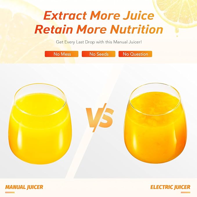 CO-Z Manual Citrus Juicer - Professional Orange, Lemon, Lime & Pom Juice Extractor, Easy to Clean, Yellow
