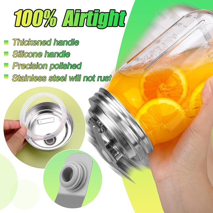 Palksky Mason Jar Pour Spout Lid Stainless Steel, Wide Mouth Pour Spout Flip Cap Lids for Mason Jars, anticracking Leak Proof Seal Cover Airtight for Drinking Salad Dressing & Food Storing(2PCS)