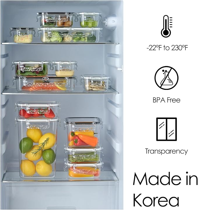 Airtight Food Storage Container With Lid (45.6oz) BPA-Free | Meal Prep | Microwave, Freezer and Dishwasher Safe | Leak-Proof | Kitchen Fridge Organizer Boxes | lids airtight sealing