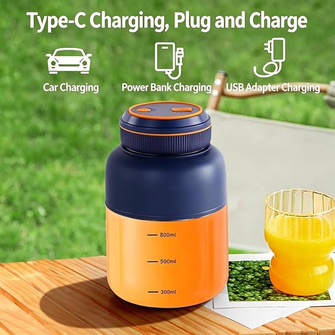 Portable Electric Juicer Cup with Zero Cord Hassle,Wireless Personal Juicer Cup USB Rechargeable Blender,38-Blades,Quiet Operation, Leakproof Lid,40 Seconds,for Shakes and Smoothies (Beige-28 Oz)