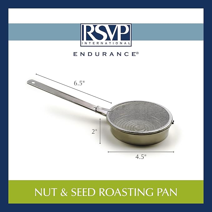 RSVP International Kitchen Roasting Collection Dishwasher Safe, Nut/Seed Toasting Pan, Stainless Steel