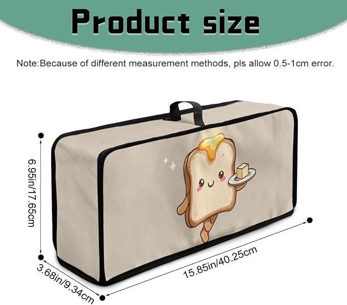 Butter Bread Print Toaster Cover with Top Handle, Dustproof 2-Slice Toaster Cover, Machine Washable Kitchen Small Appliance Protector