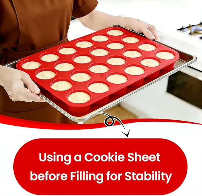 CAKETIME Silicone Mini Muffin Pan 3 Pack 24 Cups Nonstick Mini Cupcake Pan for Baking Muffins Cupcakes Egg Bites Fat Bombs