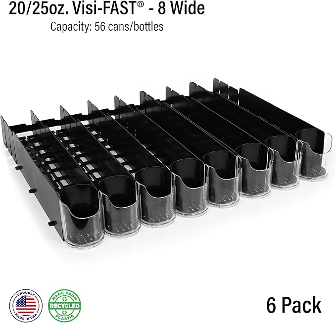 Display Technologies Fridge Organizer & Soda Can Dispenser for Refrigerator - Drink Dispenser & Refrigerator Storage (6-Pack)