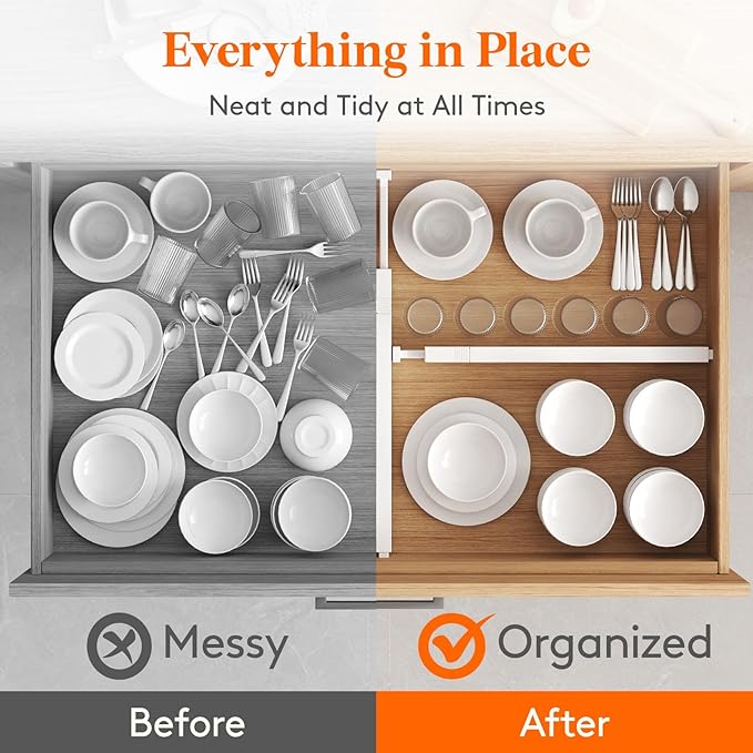Lifewit 5 Pack Kitchen Drawer Dividers 2.36" High, 16"-22" Adjustable Drawer Organizer, Serving Tray Divided for Party Supplies, 4 PCS 15" x 10" Christmas Plastic Platters
