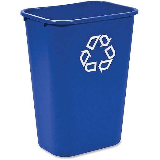 Rubbermaid Commercial Products Deskside Recycling Can, 10.25-Gallon/41-Quart, Blue Recycling Symbol, Plastic, for Bedroom/Bathroom/Office/Under Desk/Sink, Pack of 12