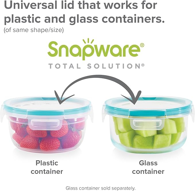 Snapware Plastic Total Solution 2-Pack (4-Cup) Food Storage Containers Set, Leakproof & Airtight Plastic Locking Lids Round Tupperware, Non-Toxic BPA-Free Lids, Microwave Dishwasher Freezer Safe