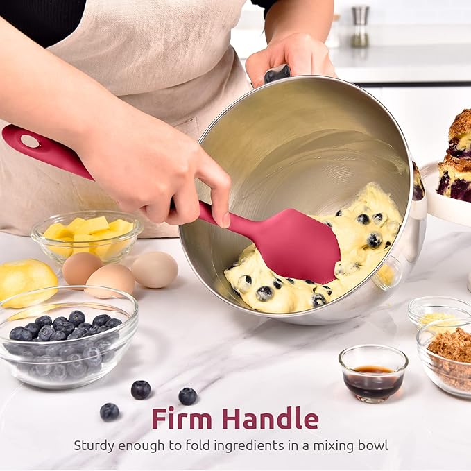 U-Taste 14in Extra Large Flexible Silicone Spatula with 600ºF Heat Resistance, and Upgraded Measuring Cups and Spoons Set of 10 with Reinforced Welded Handle (Red)