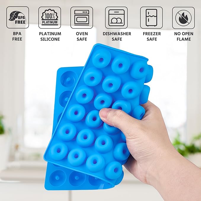Puyeipt 4 PCS Silicone Gummy Candy Molds, 201 Cavities Non-Stick Mini Size Gummy Bear, Dinosaur, Heart and Donut Molds with 2 Droppers for Small Hard Candies, Jello, Chocolates
