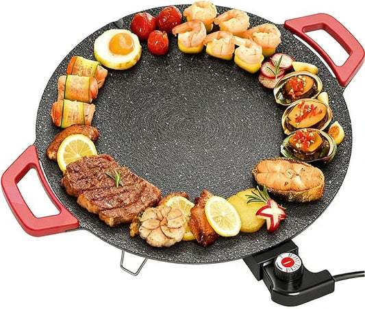 Non-Stick Electric Indoor Grill Pan, Indoor Smokeless Electric Griddle, 2026 Upgraded Smokeless Indoor Electric Grill & Nonstick Griddle for Steaks, Burgers and Indoor Cooking (Without Accessory)
