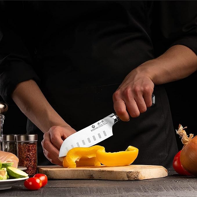 imarku Santoku Knife Chef Knife 5 inch Ultra Sharp Asian Knife Japanese Chef Knife - Japanese High Carbon Stainless Steel - Ergonomic Pakkawood Handle, Best Choice for Home Kitchen