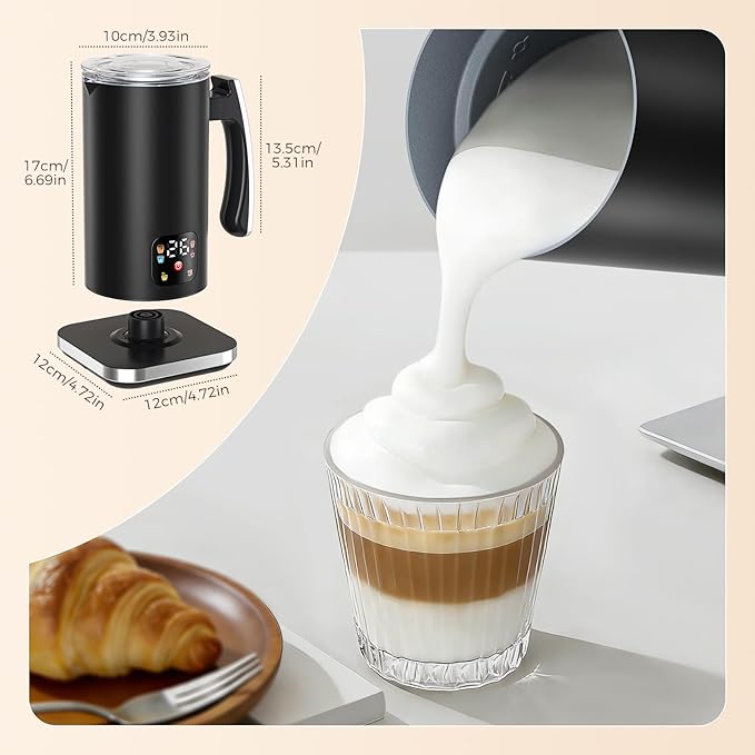Automatic Milk Frother 6-in-1, Electric Milk Frother and Steamer 420ml, Milk Steamer and Frother for Latte, Coffee Frother Machine, Warm and Hot Chocolate Maker, Cold Foam Maker, Cappuccinos