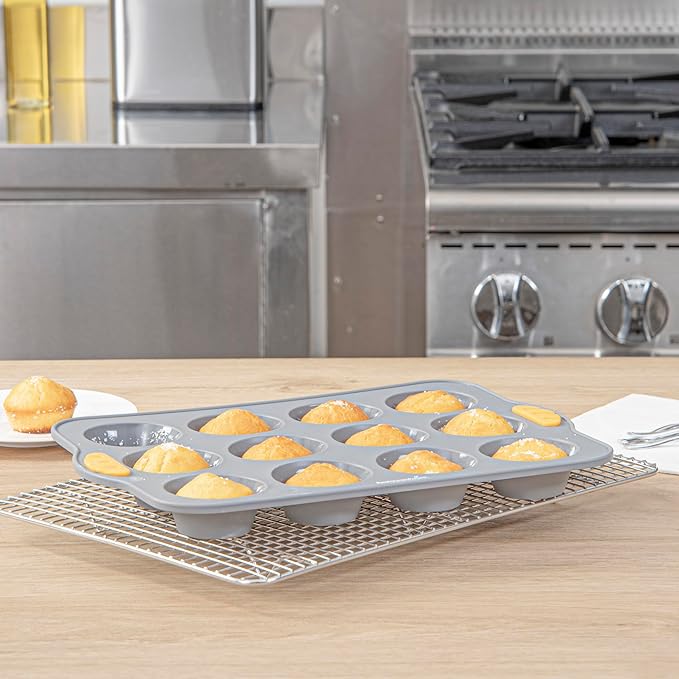 Restaurantware Silicone Baking Molds Pack of 10 Non-Stick Muffin Molds with Handles 12 Compartments, Oven-Friendly Dishwashable Freezer-Friendly Heat-Resistant Gray Silicone Cupcake Muffin Pans
