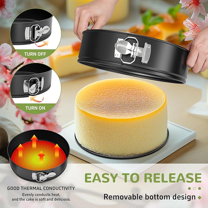 ZeroPone 7 Inch Springform Pan with Removable Bottom, Non-stick Round Spring Form Cake Mold Cheesecake Pan For Baking