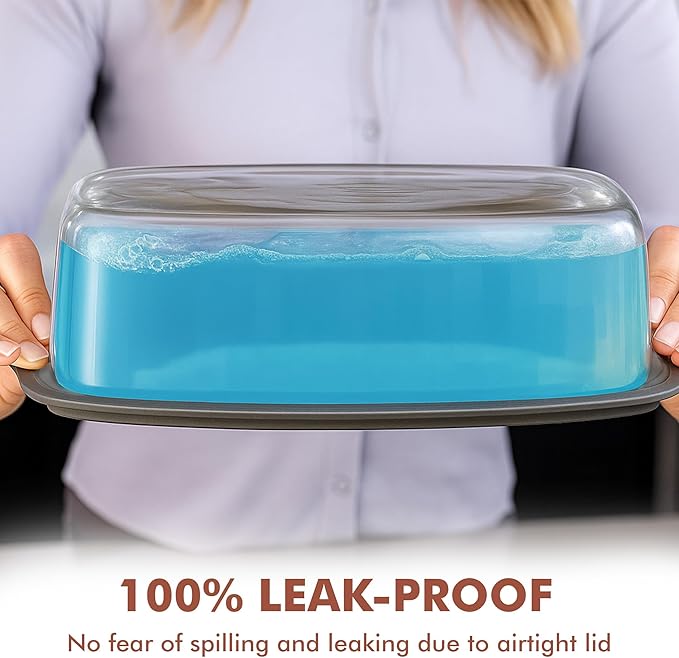 Razab LARGE 7.6 Cups/1800 ML/1.9 Qt Glass Loaf Pan with Lids - Meatloaf Pan BPA free Airtight Lids Grip Handle Easy Carry, Microwave and Oven Safe - Loaf Pans For Baking Bread, Cakes, Glass Loaf Pan