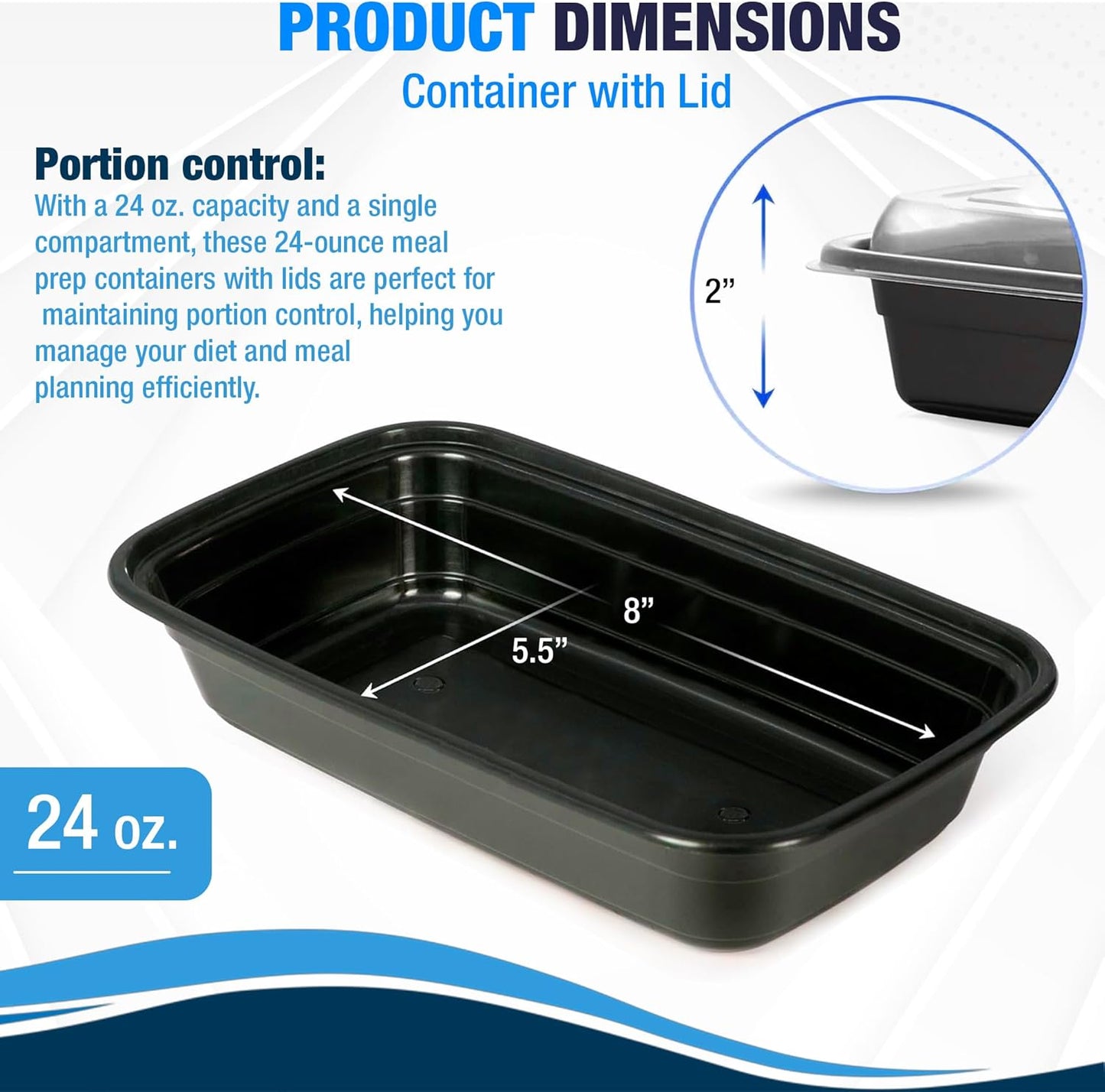 Ruthy's Outlet Meal Prep Containers W/Lids -Square Food Storage – BPA-Free| Stackable | Microwave | Freezer & Dishwasher Safe | Reusable Lunch Bento Box Portion Control & Planning (15 Pack, 24 oz)
