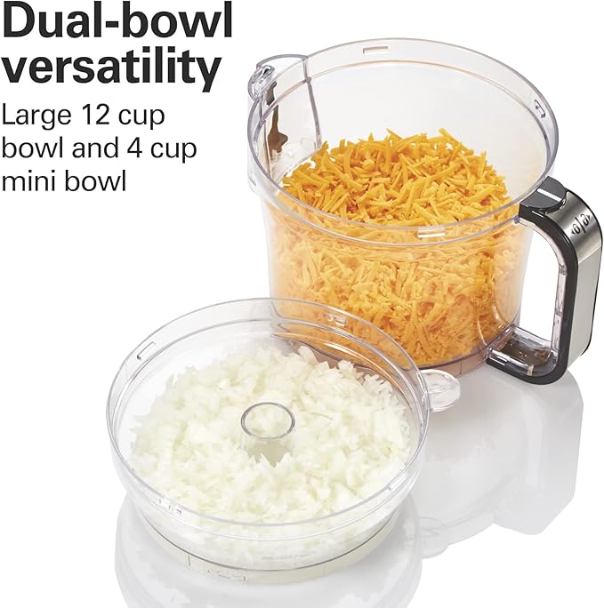 Hamilton Beach Big Mouth Duo Plus 12 Cup Food Processor & Vegetable Chopper with Additional Mini 4 Cup Bowl, Black & 6-Speed Electric Hand Mixer with Whisk, Traditional Beaters