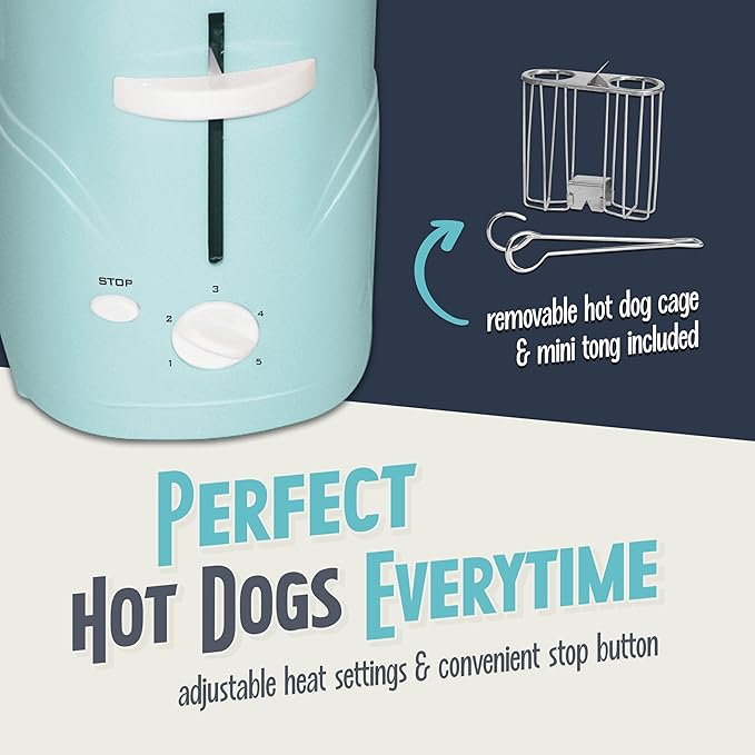 Nostalgia Pop-Up 2 Hot Dog and Bun Toaster With Mini Tongs, Works with Chicken, Turkey, Veggie Links, Sausages and Brats