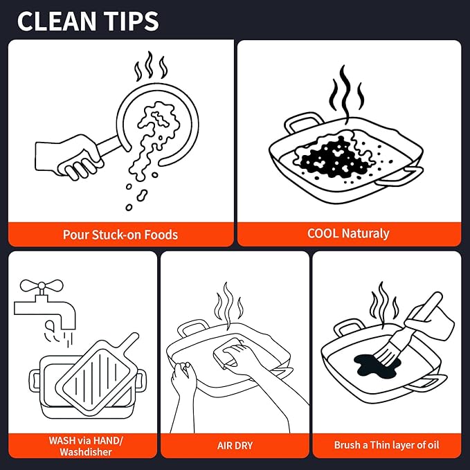 Cast Iron Grill Pan,9.25" Pre Seasoned Skillet with Pour Spouts,Silicone Handle Cover for Indoor and Outdoor Grilling,Durable Oven Safe,Stove Campfire Use(Black)