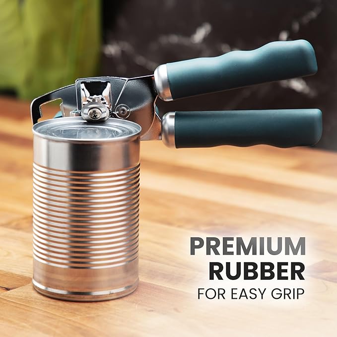 Zulay Kitchen Heavy Duty Stainless Steel Can Opener Manual with Bottle Opener - Rust Proof Manual Can Opener With Turn Knob & Soft Grip Handles