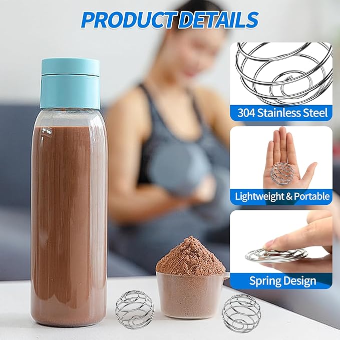 6 PCS Shaker Ball,Large Size 304 Stainless Wire Whisk ball for Mixing Powders,Protein Shakes,Drinks,Shaker Cup Mixer (2 '',1.8'',1.2'')