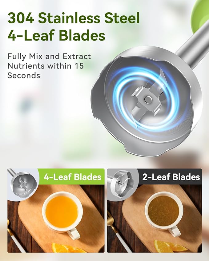 Immersion Blender Handheld 5 in 1 Hand Blender, 1000W Hand Mixer Stick, BPA-Free 12 Speed Handheld Blender with Mixing Beaker, Chopper, Whisk and Milk Frother for Soup, Smoothies, Sauce, Baby Food