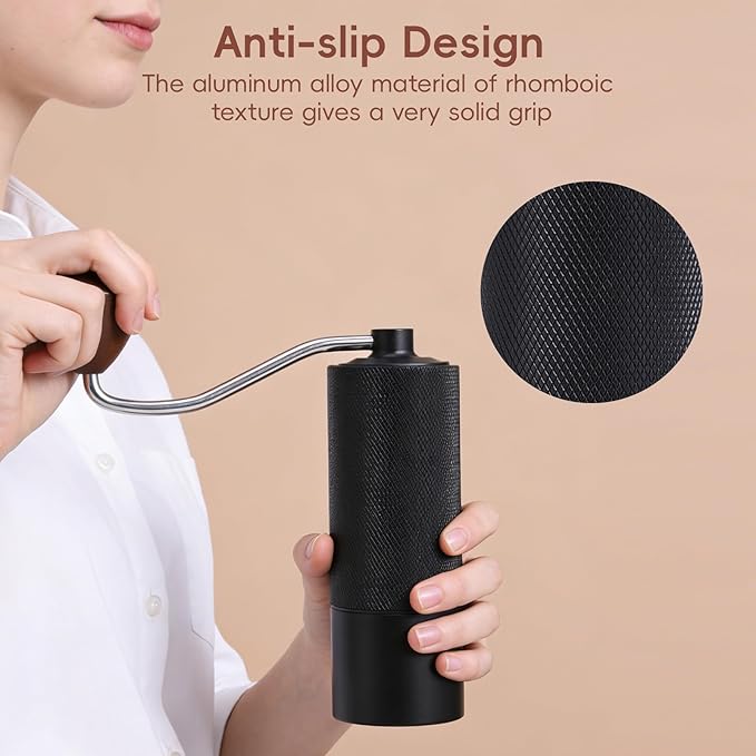 Manual Coffee Grinder with Stainless Steel Conical Grinding Burr Hand Crank Coffee Bean Grinder Mill for Espresso Pour Over French Press Moka for Office Home Camping Traveling