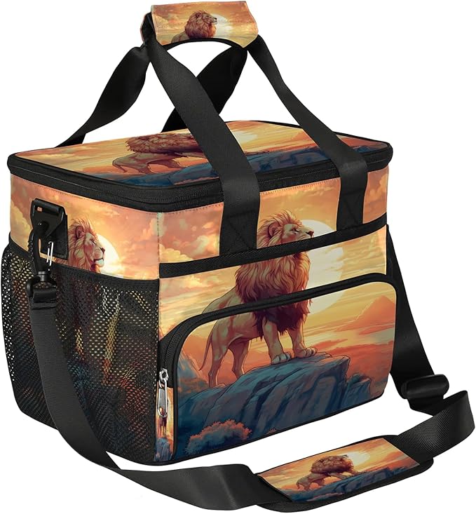 Pardick Lunch Box for Women Men Mountain Lion Insulated Lunch Bag Leakproof Large Lunchbox for Adults with Adjustable Shoulder Strap, Cooler Tote Bag for Work, Picnic, Beach