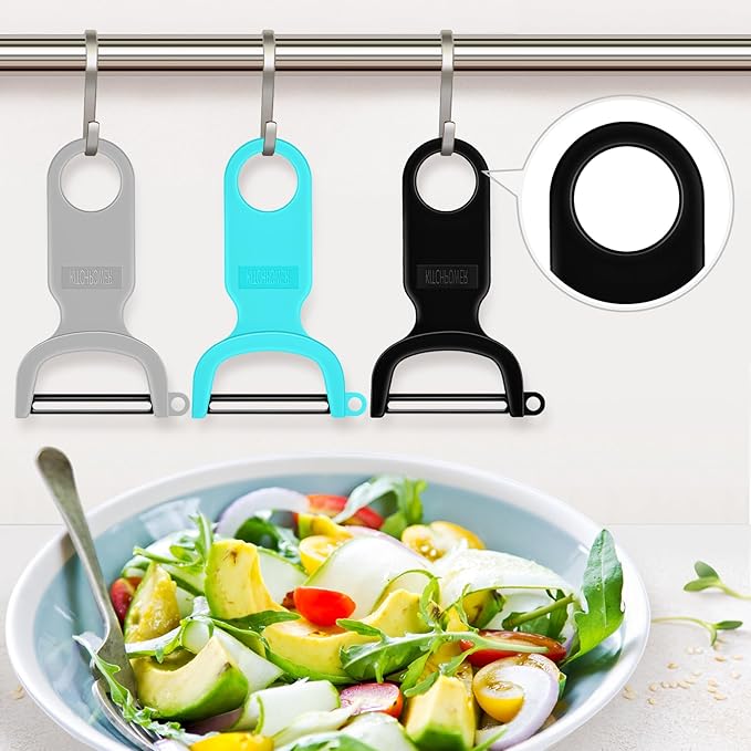 Original Vegetable Fruit Peeler Carbon Steel Blade 3 Pack Grey/Blue/Black…