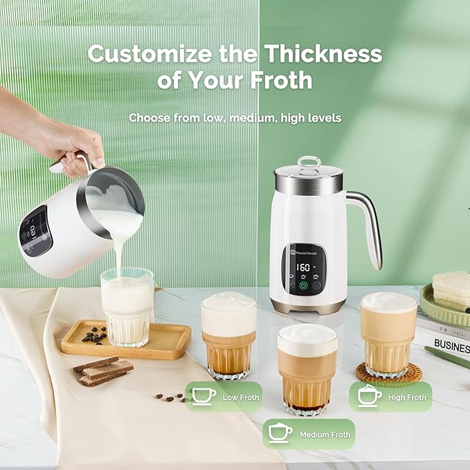 Maestri House Milk Frother, Variable Temp and Froth Thickness DualFro 400 Milk Frother and Steamer, 14.1OZ/400ML Smart Touch Control Foam Maker, Memory Function for Latte, Warm Milk, Hot Chocolate