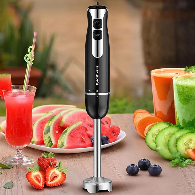 Upgraded 700W Immersion Hand Blender – 20 Variable Speeds, Up to 15,500 RPM Stick Mixer for Smoothies, Soup, Puree & Baby Food Black